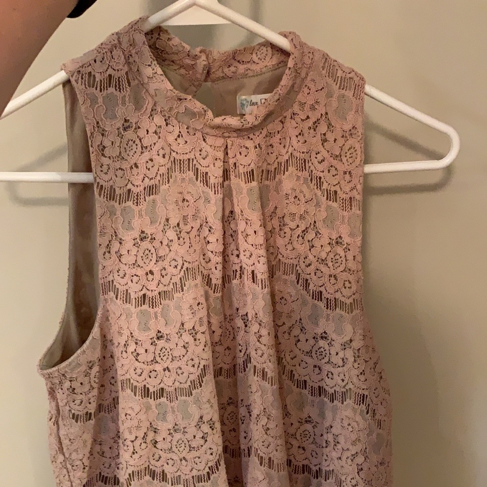 Pale pink lace tank top